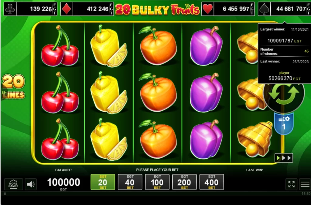 20 bulky fruit slot