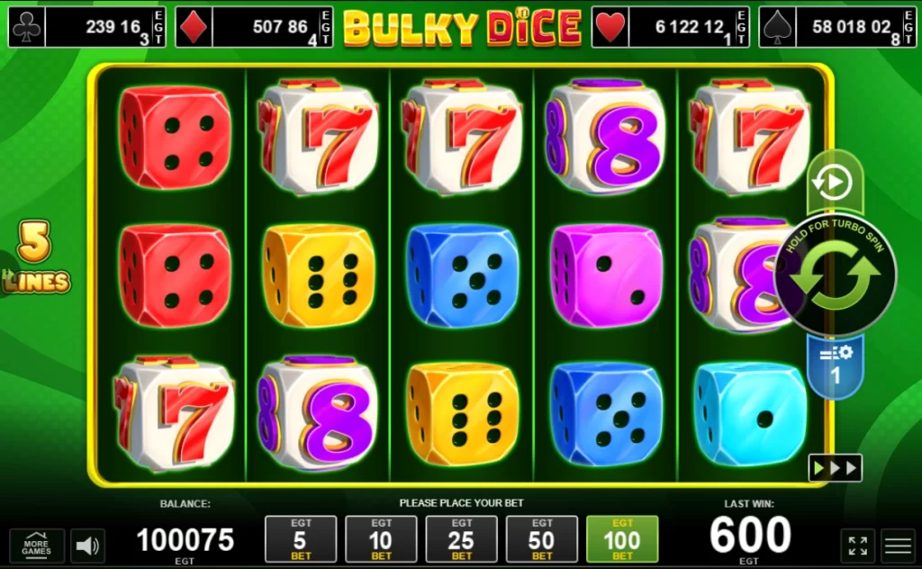 bulky dice slot